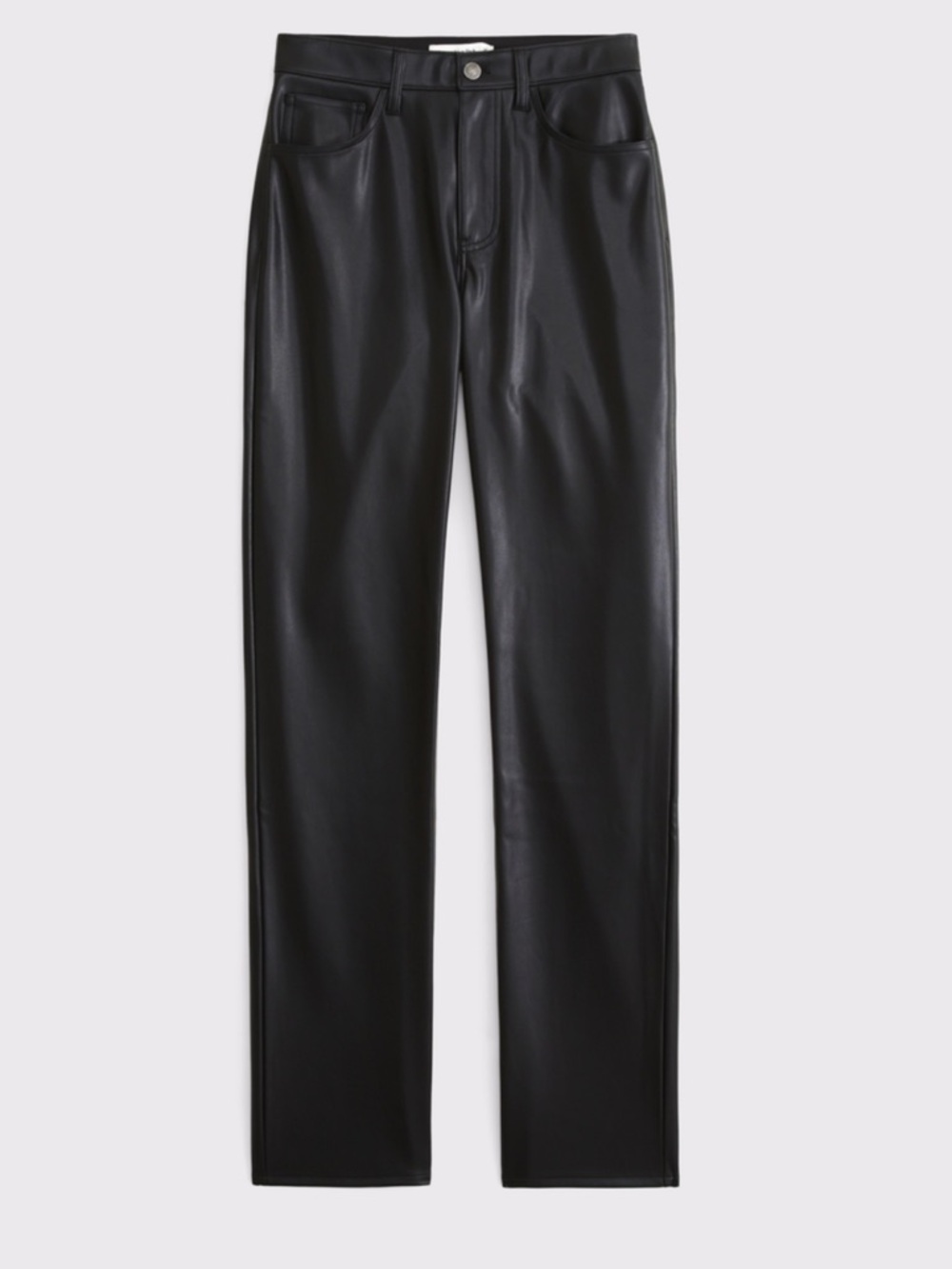 Abercrombie & Fitch Curve Love High Rise 90s Straight Vegan Leather Pants - Picture 3 of 10